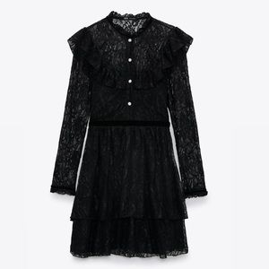 ZARA Lace Dress with Jewel Buttons